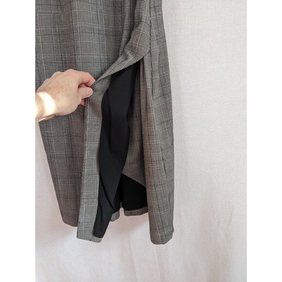 EUC Banana Republic Gray Black Faux-Wrap Sleeveless Plaid Dress Size 6 - Picture 5 of 10